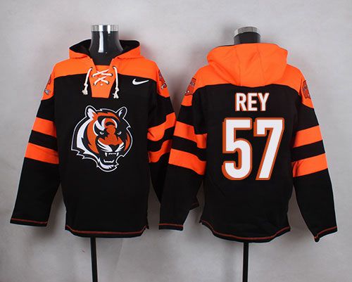 Nike Bengals #57 Vincent Rey Black Player Pullover NFL Hoodie - Click Image to Close